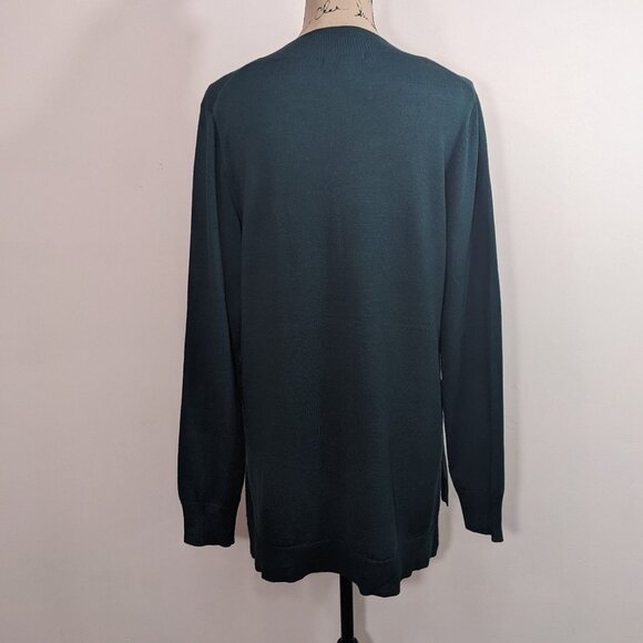 NWT Cable & Gauge Womens V-Neck Long Sleeve Sweater Pullover Green Hi Lo L - Picture 5 of 8